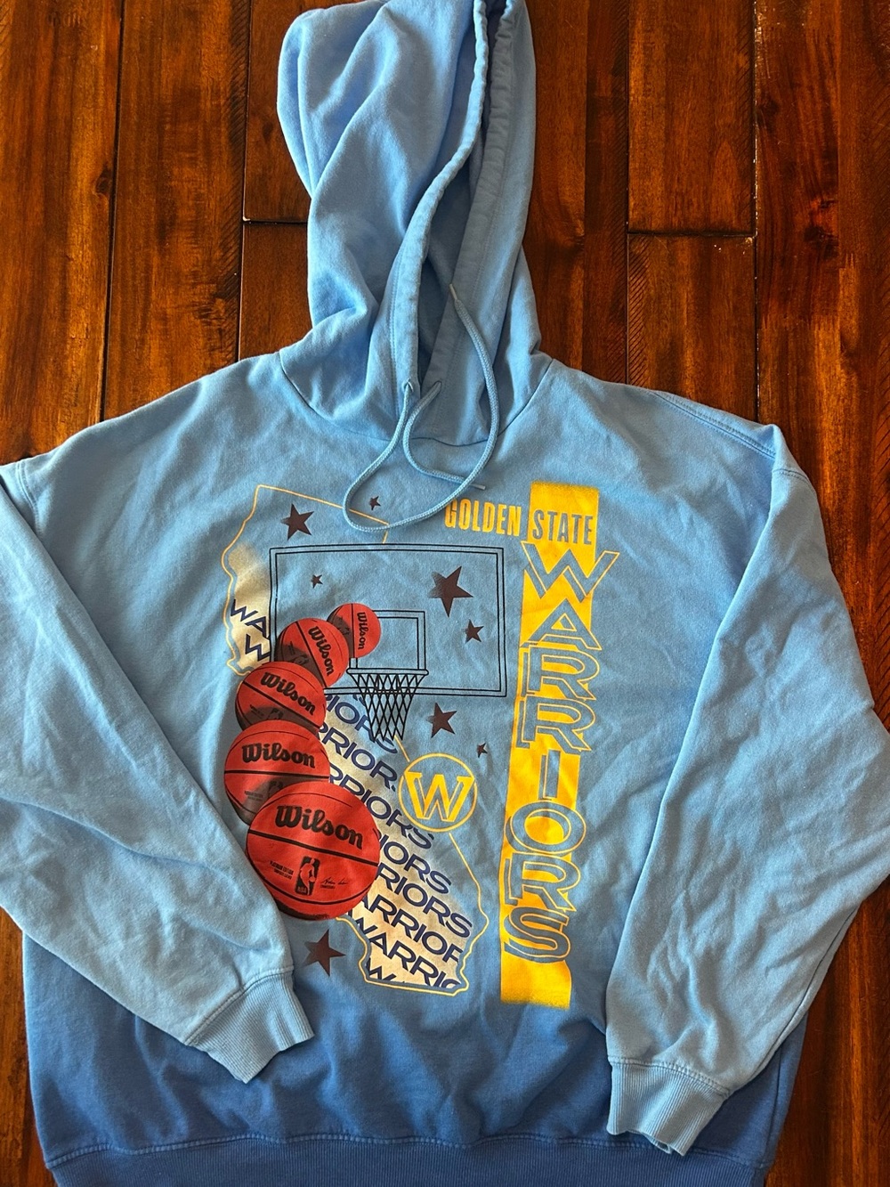 NBA Light Blue Pullover Hoodie with Gold Logo